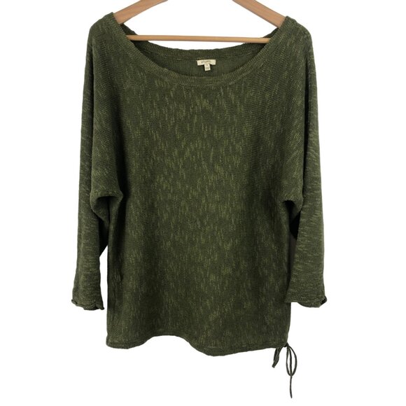 Project Womens Size Small Green Long Sleeve Pullover Sweater Tie Hem Bow Accent - Picture 1 of 10